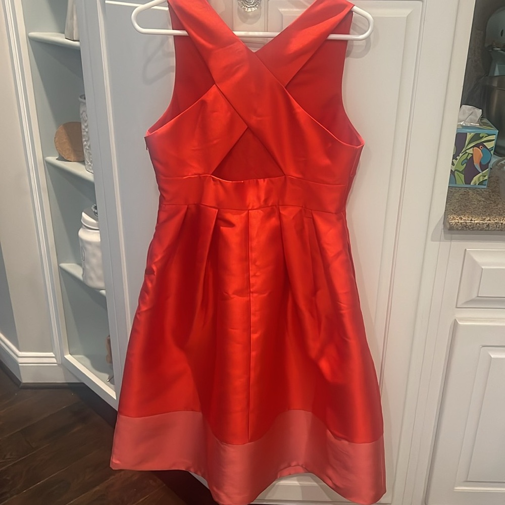 Anthropologie Maeve Parissa Red And Pink Block Holiday Dress Size 8 - Picture 9 of 11